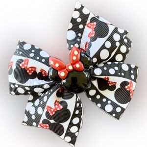 Minnie Mouse Hair Bow on Clip - Handmade by Me